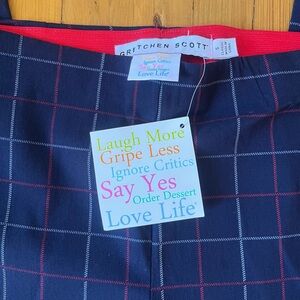 Gretchen Scott Gripeless Pull on Pants Blue Checkered